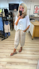 Load image into Gallery viewer, 1.               Mesh Button Linen Top-White
