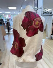 Load image into Gallery viewer, 1.            Floral Bubble Hem Cotton Blouse-Ecru/Wine
