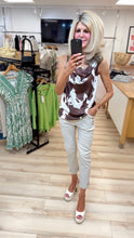 Load image into Gallery viewer, 1.          Cow Print Cowl Neck Satin Camisole-Brown/White
