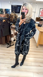 1.   Swirls Boucle Waterfall Coat-Black