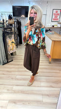 Load image into Gallery viewer, 1.     Tropical Print Gypsy Top-Chocolate/Multi
