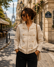 Load image into Gallery viewer, 1.      Faux Suede Broderie Military Bomber Jacket-Beige
