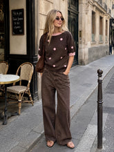 Load image into Gallery viewer, 1.  Spot Crew Neck Soft Knit-Brown/Pink
