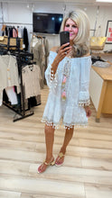 Load image into Gallery viewer, 1.   Boho Embroidered Tassel Smock Dress-White/Beige
