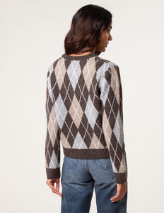 1.Argyle Knit Cardigan-Chocolate