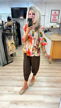 Load image into Gallery viewer, 1.     Tropical Print Gypsy Top-Camel/Multi
