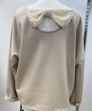 Load image into Gallery viewer, 1.    Sequin Bow Sweatshirt-Beige
