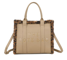 Load image into Gallery viewer, 1.    The Tote Bag-Beige/Leopard Trim
