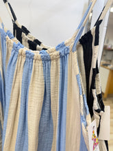 Load image into Gallery viewer, 1.                 Striped Pillow Cotton Cheesecloth Cami Sun Dress-Baby Blue/Cream
