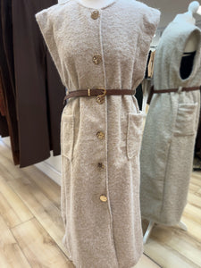 1.Belted Gold Button Waistcoat-Oatmeal Marl
