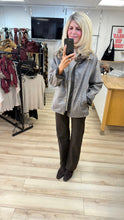 Load image into Gallery viewer, 1.                  Reversible Faux Leather Zip Up Jacket-Chocolate/Check
