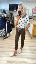 Load image into Gallery viewer, 1.          Belted Stretch Trousers-Chocolate
