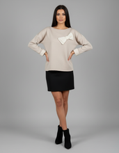 Load image into Gallery viewer, 1.    Sequin Bow Sweatshirt-Beige
