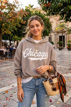 Load image into Gallery viewer, 1.                CHICAGO Bubble Hem Hoodie-Taupe
