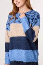 Load image into Gallery viewer, 1.          Colour Block Striped Jumper-Blues/Animal
