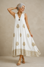 Load image into Gallery viewer, 1.                        Gold Embroidered Dress-White/Gold
