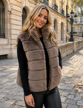 Load image into Gallery viewer, 1.                    Luxe Faux Fur Gilet-Mocha
