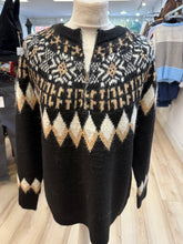 Load image into Gallery viewer, 1.    Fair Isle Part Zip Soft Knit Jumper-Black
