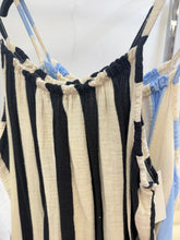 Load image into Gallery viewer, 1.                Striped Pillow Cotton Cheesecloth Cami Sun Dress-Black/Cream
