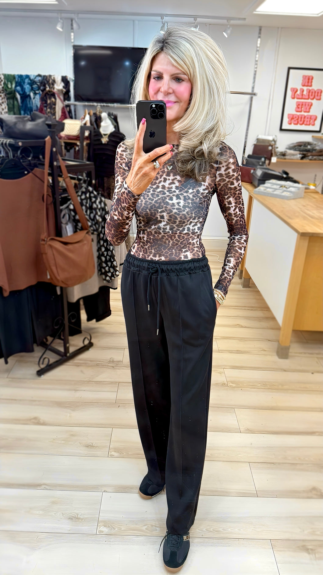 1. Leopard Print Sheer Mesh Top