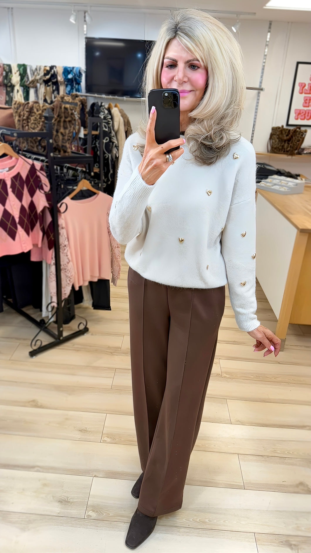 1.         Gold Hearts Soft Knit-Oatmeal