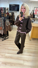 Load image into Gallery viewer, 1.                          Wool Mix Frog Closure Cardigan-Coffee/Pink
