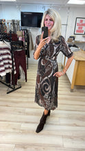 Load image into Gallery viewer, 1.                      Pleated Belted Midi Dress-Chocolate
