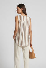 Load image into Gallery viewer, 1.     Striped Sleeveless Blouse-Brown/White
