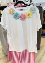 Load image into Gallery viewer, 1.       Crochet Flowers T-Shirt-White
