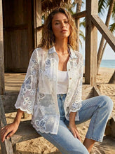 Load image into Gallery viewer, 1.Sheer Mesh Sequin Detail Shirt-White
