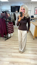 Load image into Gallery viewer, 1.          Ruffle Neck Ribbed Knit Jumper-Chocolate
