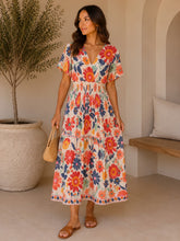 Load image into Gallery viewer, 1.      Silky Maxi Dress-Ivory/Orange
