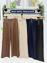 Load image into Gallery viewer, 1.  High Waist Silver Button Scuba Trousers-Black
