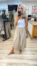 Load image into Gallery viewer, 1.        Shirred Waist Cross Over Leg Trousers-Beige
