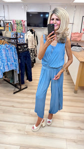 1.Harem Lace Insert Jumpsuit-Washed Blue