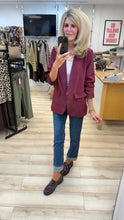 Load image into Gallery viewer, 1.                            Ruched Sleeve Blazer-Wine
