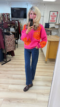 Load image into Gallery viewer, 1.      Sequin Rose Soft Knit-Hot Pink/Orange
