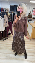 Load image into Gallery viewer, 1.                Polka Dot Satin Skirt-Brown
