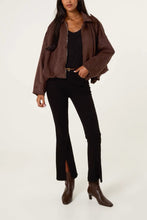Load image into Gallery viewer, 1.Faux Suede Bomber Jacket-Chocolate
