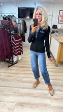 Load image into Gallery viewer, 1.                   Denim Trim Soft Knit-Black
