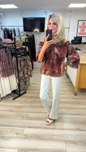 Load image into Gallery viewer, 1.  Chiffon Bardot Bubble Hem Top-Ginger Animal
