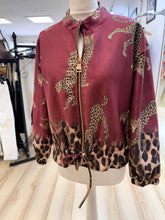 Load image into Gallery viewer, 1.                Suedette Leopard Bomber Jacket-Wine
