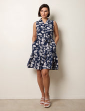 Load image into Gallery viewer, 1.          Fan Print Shirt Dress-Navy/White
