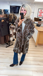 1.   Swirls Boucle Waterfall Coat-Chocolate