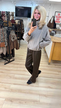 Load image into Gallery viewer, 1.                                    Funnel Neck Check Bomber Jacket-Brown/Navy/Ecru
