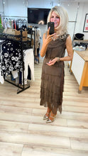 Load image into Gallery viewer, 1.      Silk Tiered Maxi Dress-Chocolate
