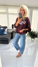Load image into Gallery viewer, 1.                CHICAGO Bubble Hem Hoodie-Wine
