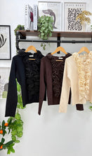 Load image into Gallery viewer, 1.    Ruffle Neck Ribbed Knit Jumper/Cardigan-Black
