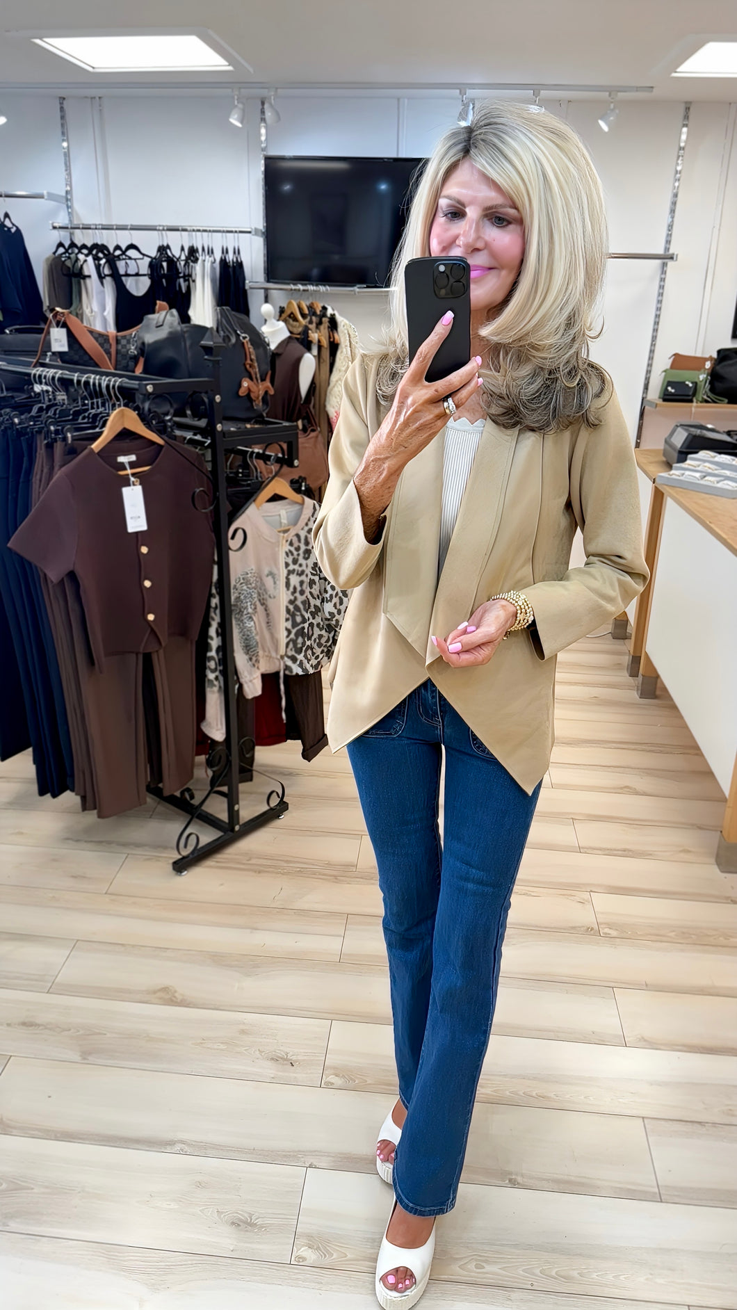 1.              Waterfall Suedette Jacket-Camel