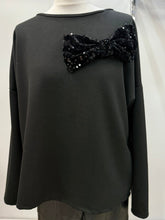 Load image into Gallery viewer, 1.    Sequin Bow Sweatshirt-Black
